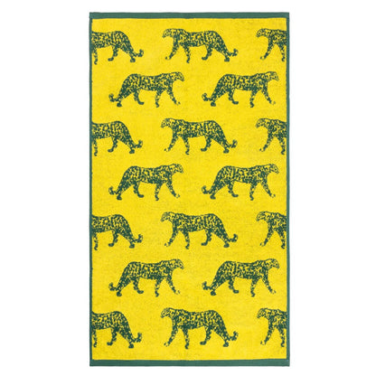 Teal - Side - Furn Leopard Jacquard Bath Towel