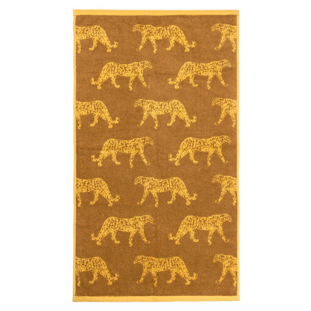 Gold - Side - Furn Leopard Jacquard Bath Towel