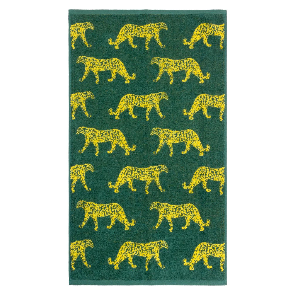 Teal - Back - Furn Leopard Jacquard Bath Towel