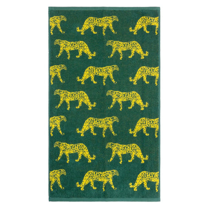 Teal - Back - Furn Leopard Jacquard Bath Towel