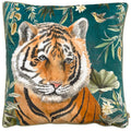Teal - Front - Wylder Orient Velvet Tiger Cushion Cover