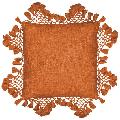 Pecan - Front - Yard Anko Tassel Macramé Cushion Cover