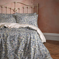 Navy - Side - EW By Edinburgh Weavers Malory Traditional Contrast Piping Floral Duvet Cover Set