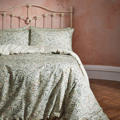 Eucalyptus - Back - EW By Edinburgh Weavers Malory Traditional Contrast Piping Floral Duvet Cover Set