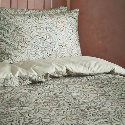 Eucalyptus - Side - EW By Edinburgh Weavers Malory Traditional Contrast Piping Floral Duvet Cover Set