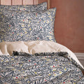 Navy - Back - EW By Edinburgh Weavers Malory Traditional Contrast Piping Floral Duvet Cover Set