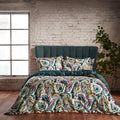 Teal-Olive - Front - EW By Edinburgh Weavers Aretha Contrast Piping Sateen Paisley Duvet Cover Set