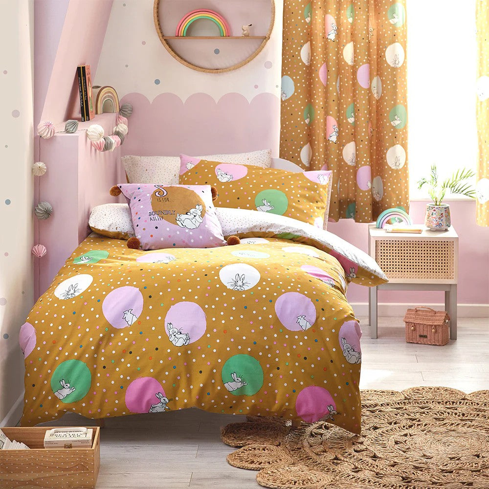 Ochre - Side - Peter Rabbit Polka Dot Fitted Bed Sheet