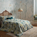 Teal - Front - EW By Edinburgh Weavers Morton Contrast Piping Sateen Floral Duvet Cover Set