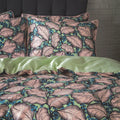 Mint - Back - EW By Edinburgh Weavers Magali Contrast Piping Sateen Tropical Duvet Cover Set