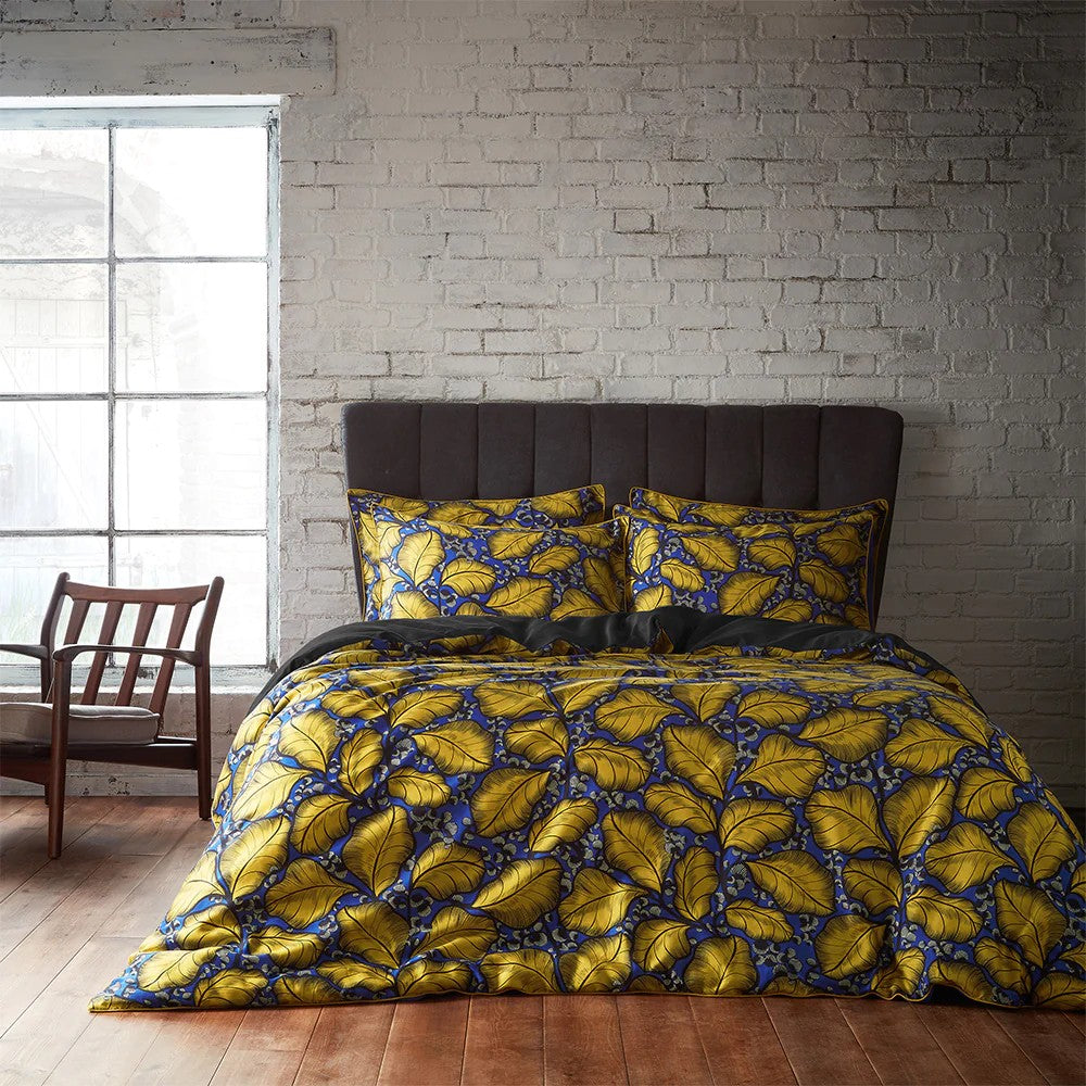 Ochre - Front - EW By Edinburgh Weavers Magali Contrast Piping Sateen Tropical Duvet Cover Set