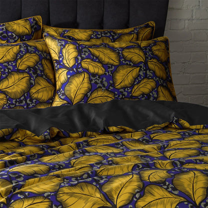 Ochre - Back - EW By Edinburgh Weavers Magali Contrast Piping Sateen Tropical Duvet Cover Set