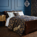 Navy-Gold - Front - Paoletti Shiraz Traditional Jacquard Bedspread