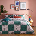 Green-Natural - Front - Furn Mythos Reversible Checkerboard Duvet Cover Set
