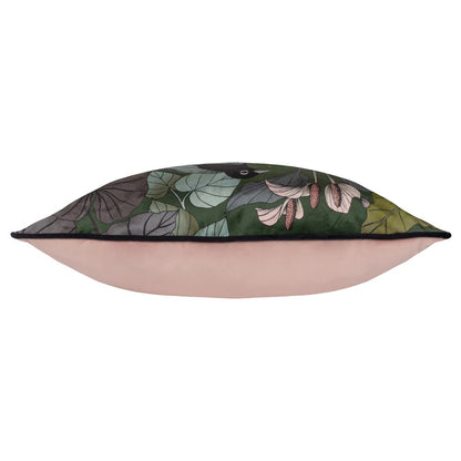 Emerald - Side - Wylder Moriyo Contrast Piping Velvet Tropical Cushion Cover