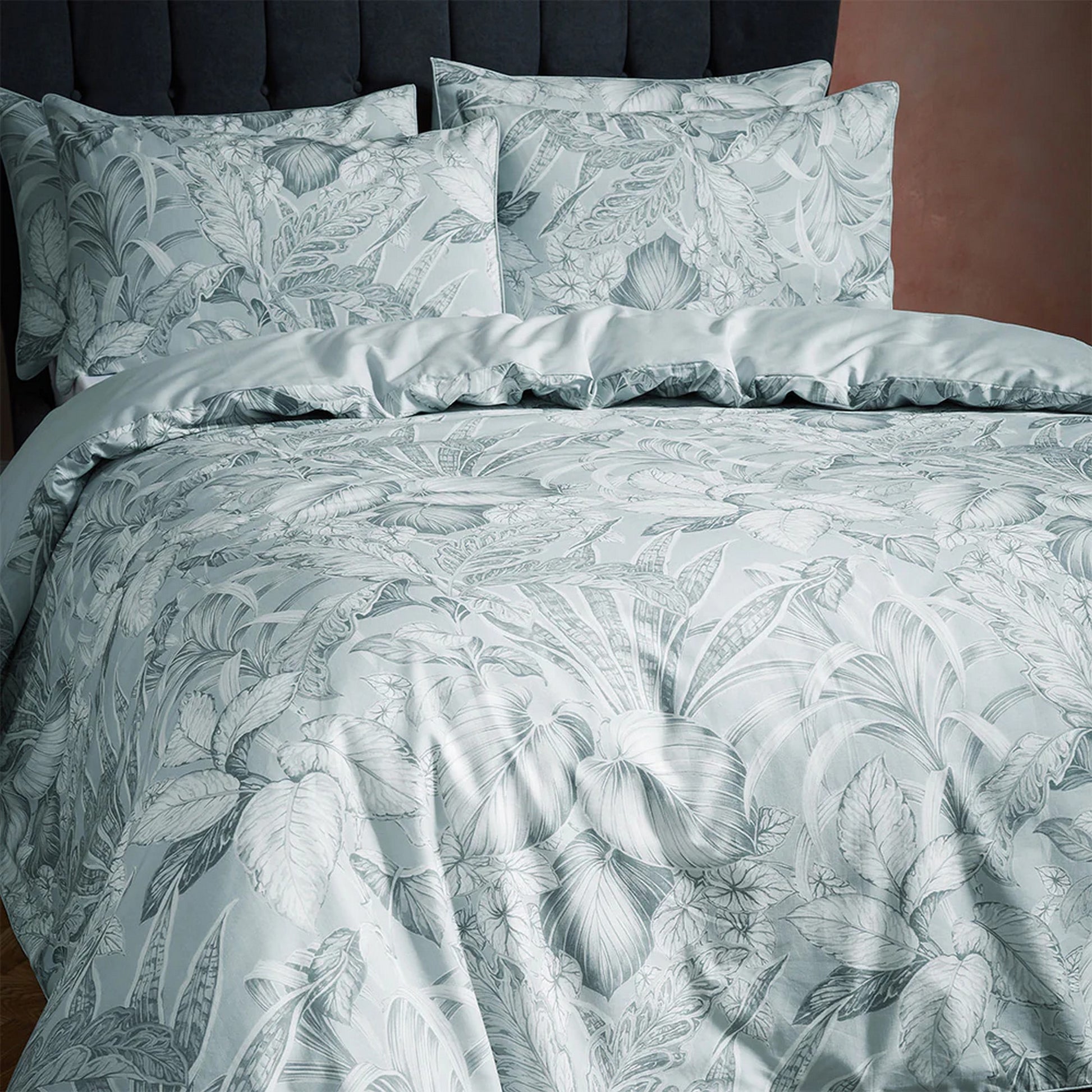 Cirrus Blue - Side - EW By Edinburgh Weavers Tivoli Contrast Piping Tropical Duvet Cover Set