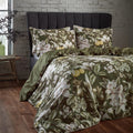 Moss - Side - Edinburgh Lavish Contrast Piping Sateen Floral Duvet Cover Set