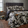 Black - Lifestyle - Edinburgh Lavish Contrast Piping Sateen Floral Duvet Cover Set