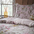 Blush - Back - Edinburgh Lavish Contrast Piping Sateen Floral Duvet Cover Set