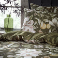 Moss - Back - Edinburgh Lavish Contrast Piping Sateen Floral Duvet Cover Set