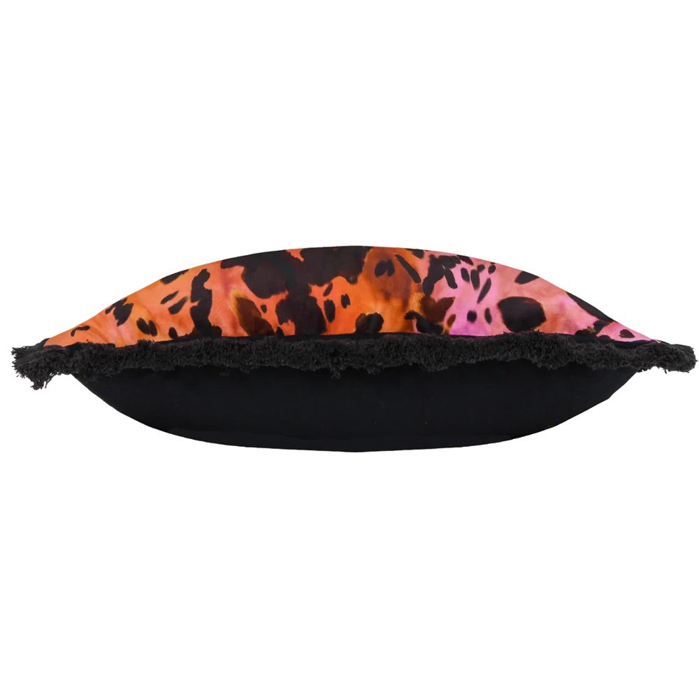Multicoloured - Side - Paoletti Colette Fringed Satin Animal Print Cushion Cover