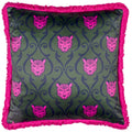 Emerald-Pink - Front - Paoletti Lupita Fringed Cheetah Cushion Cover