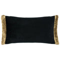 Black-Gold - Back - Paoletti Moondusk Fringed Jacquard Rectangular Cushion Cover