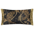 Black-Gold - Front - Paoletti Moondusk Fringed Jacquard Rectangular Cushion Cover