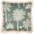 Forest - Front - Paoletti Colonial Fringed Palm Tree Cushion Cover