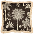 Espresso - Front - Paoletti Colonial Fringed Palm Tree Cushion Cover