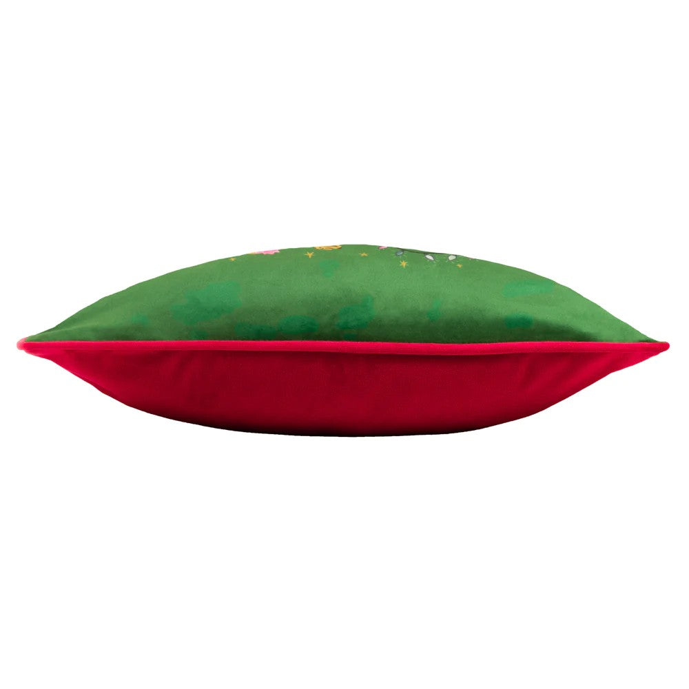 Green-Gold-Red - Side - Furn Purrfect Velvet Leaping Leopards Cushion Cover
