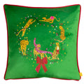 Green-Gold-Red - Front - Furn Purrfect Velvet Leaping Leopards Cushion Cover