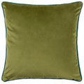 Jungle Green - Back - Wylder Aranya Contrast Piping Velvet Jungle Cushion Cover
