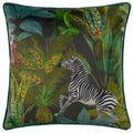 Jungle Green - Front - Wylder Aranya Contrast Piping Velvet Jungle Cushion Cover
