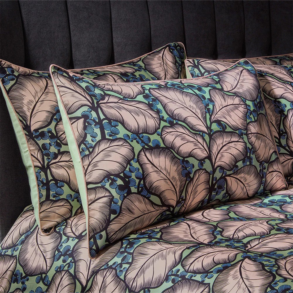 Mint - Front - EW by Edinburgh Weavers Magali Sateen Tropical Housewife Pillowcase (Pack of 2)