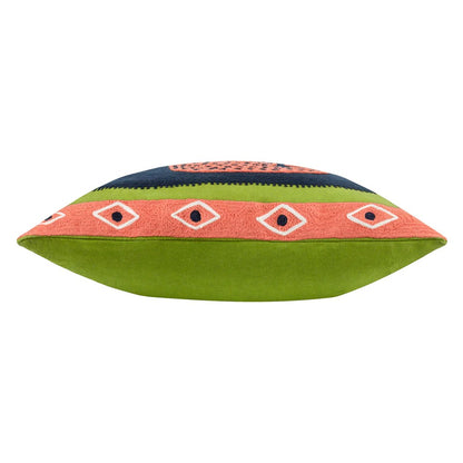 Coral-Green-Black - Side - Furn Embroidered Cheetah Cushion Cover