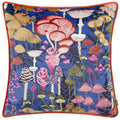 Cobalt Blue - Front - Furn Amanita Piping Detail Velvet Mushrooms Cushion Cover