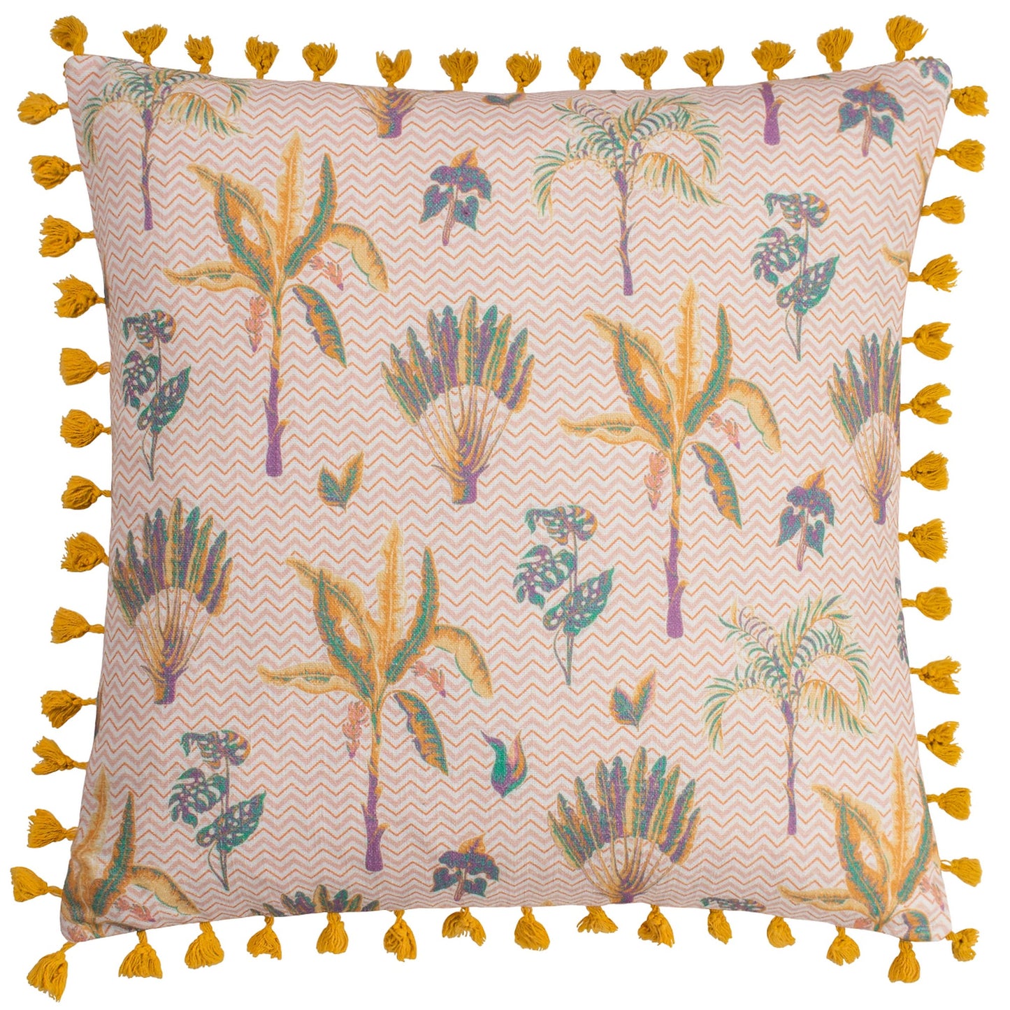 Coral - Front - Furn Chamae Tassel Floral Cushion Cover
