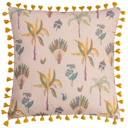 Coral - Front - Furn Chamae Tassel Floral Cushion Cover