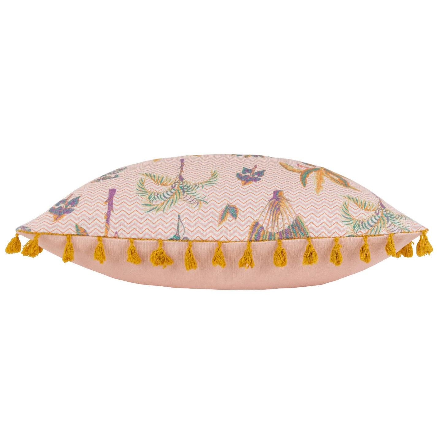 Coral - Side - Furn Chamae Tassel Floral Cushion Cover
