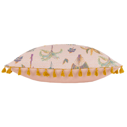 Coral - Side - Furn Chamae Tassel Floral Cushion Cover