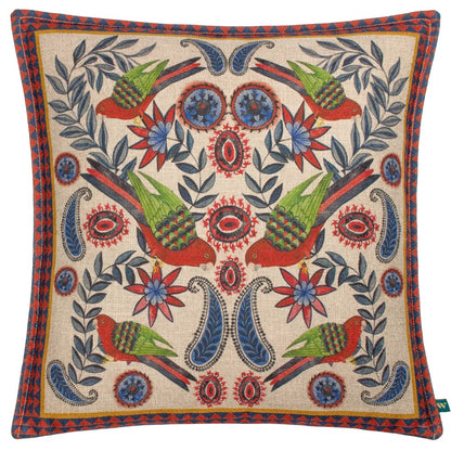 Navy-Red - Front - Wylder Akamba Tropical Parrot Cushion Cover