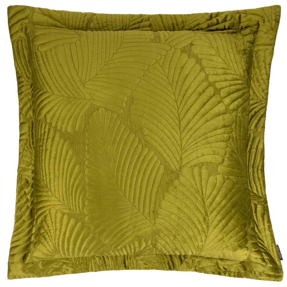 Moss - Front - Paoletti Palmeria Velvet Quilted Cushion Cover
