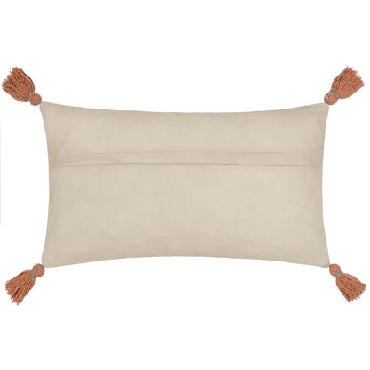 Coral - Back - Wylder Aquess Tassel Floral Cushion Cover