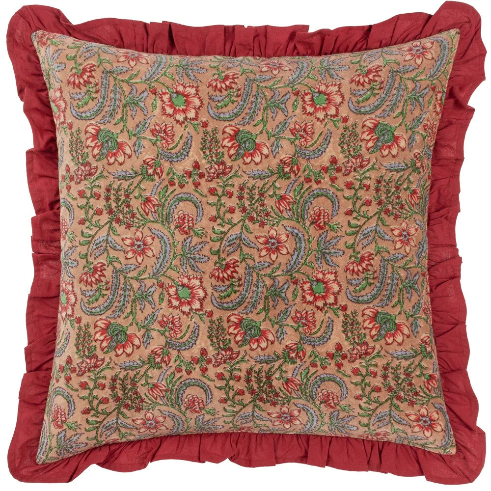 Blushing Rose - Front - Paoletti Haven Cotton Velvet Floral Cushion Cover