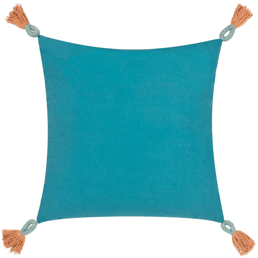 Blue - Back - Wylder Adeline Tassel Floral Cushion Cover