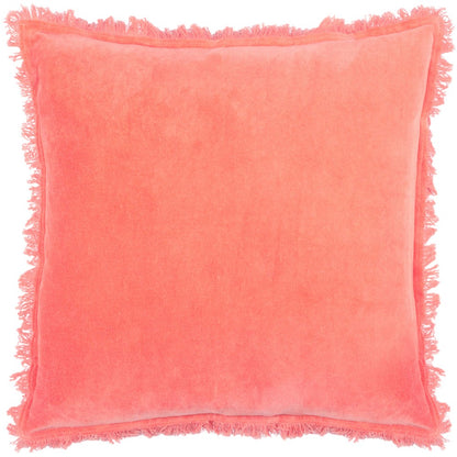 Coral - Front - Furn Gracie Fringed Velvet Cushion Cover