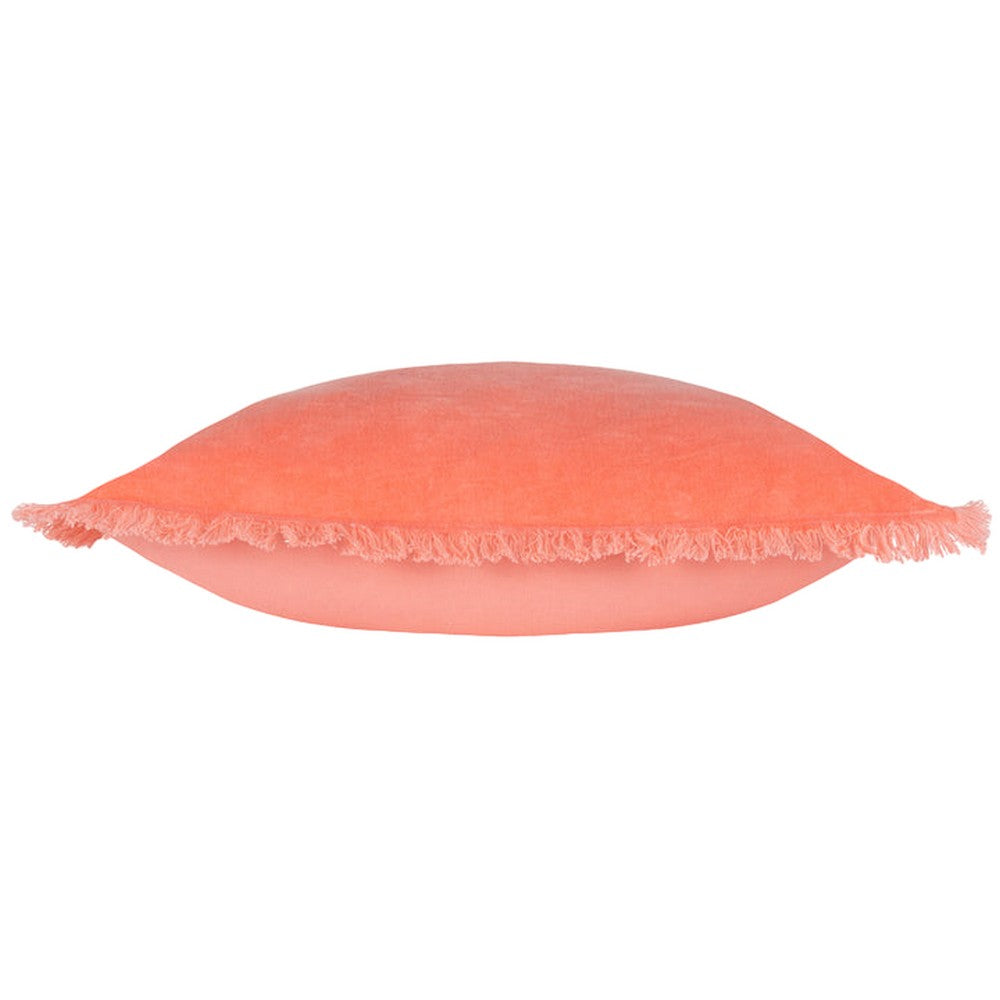 Coral - Side - Furn Gracie Fringed Velvet Cushion Cover