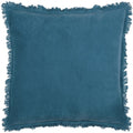Ink Blue - Front - Furn Gracie Fringed Velvet Cushion Cover