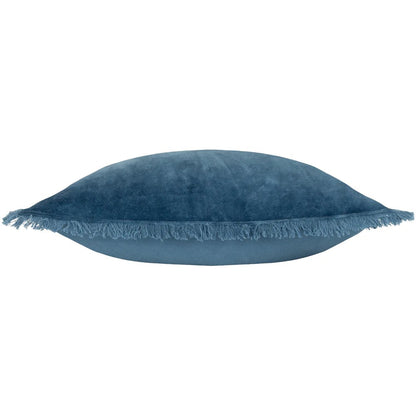 Ink Blue - Side - Furn Gracie Fringed Velvet Cushion Cover